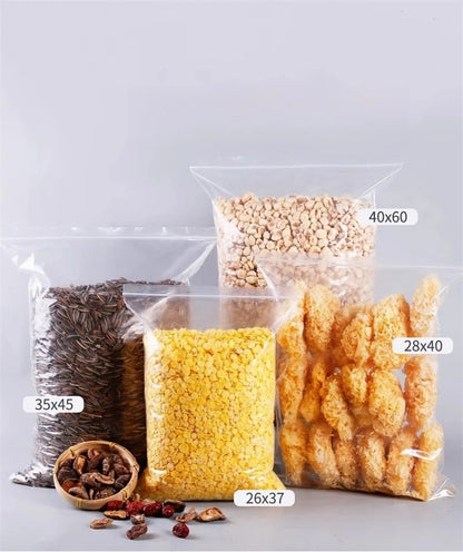 StoBag 10PCS Large Transparent Zipper Bags — Thick Waterproof Storage Pouches for Clothes & Food Packaging