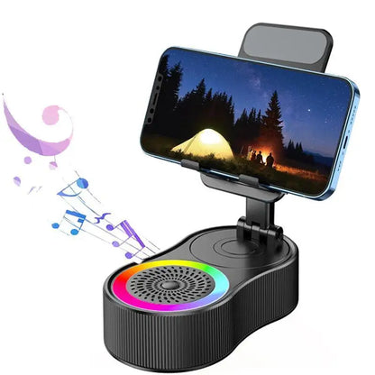 360° Rotatable Phone Stand with Bluetooth Speaker - RGB Light & Height-Adjustable Cell Phone Holder