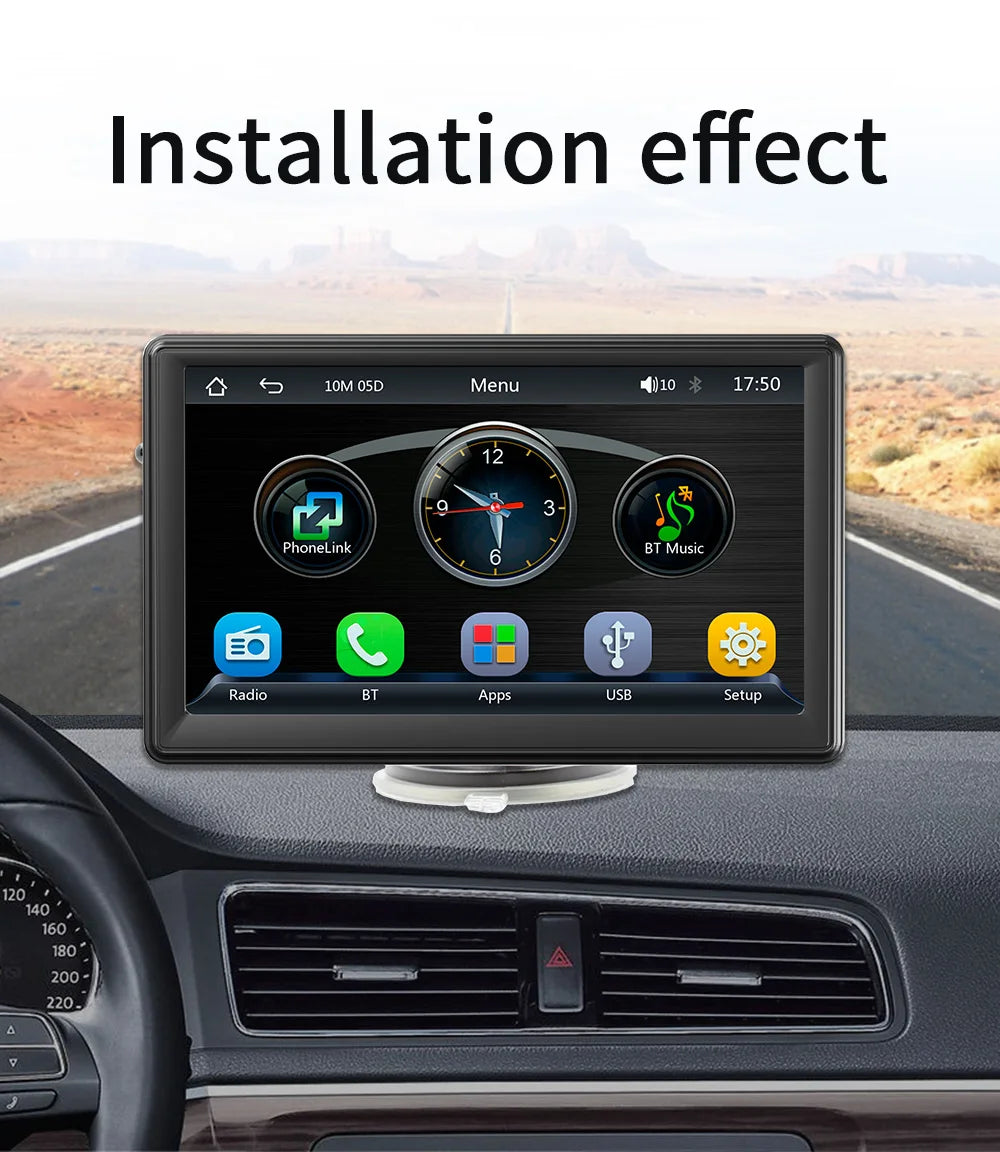 BQCC 7" HD IPS Car MP5 Player — Portable Stereo with Wireless CarPlay, Android Auto, BT, FM, USB & WiFi
