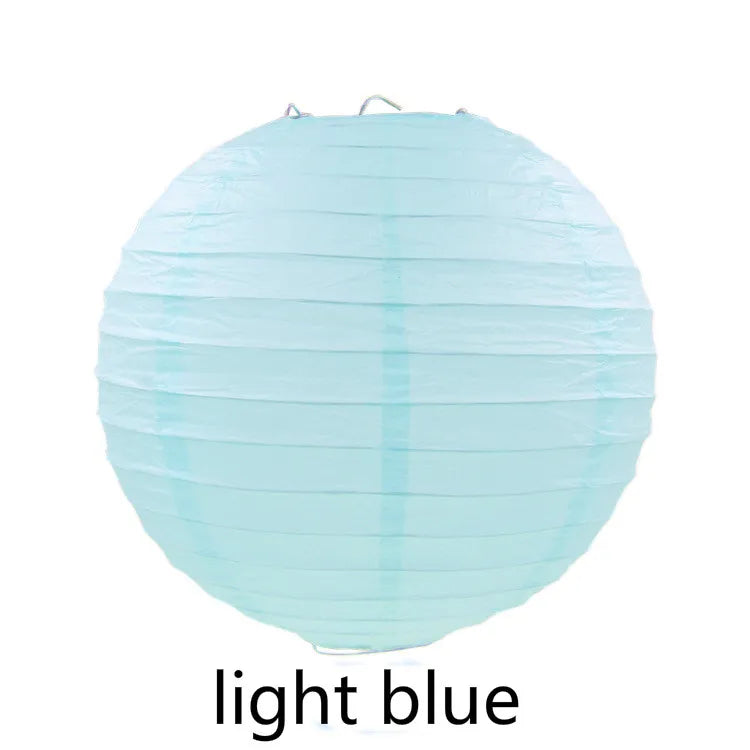 Round Paper Lantern Hanging Ball Decor for Wedding & Birthday Party, DIY Lampion Craft Supplies in White, Red & Blue