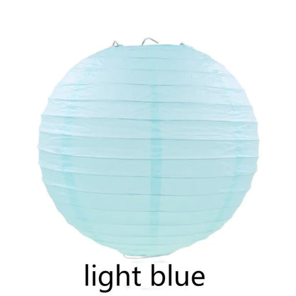 Round Paper Lantern Hanging Ball Decor for Wedding & Birthday Party, DIY Lampion Craft Supplies in White, Red & Blue