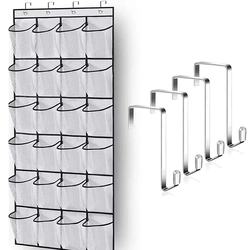 Over The Door Shoe Organizer - 12/24 Grid Large Mesh Pocket Hanging Rack for Closet Storage & Shoe Holder