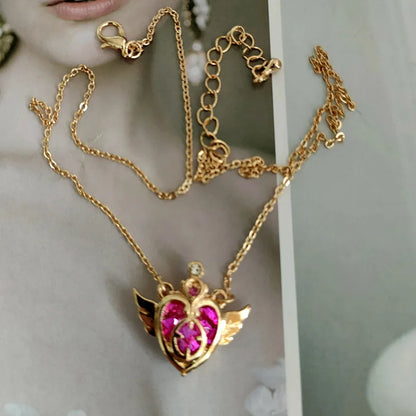 Anime Moon Usagi Necklace Set - Cute Cartoon Enamel Cosplay Jewelry Gifts for Women & Girls