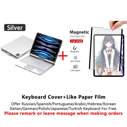 Magic Keyboard Case for iPad Air & Pro – Backlit Keyboard Cover for 11" & 12.9" (2024 M2, 7th-10th Gen)