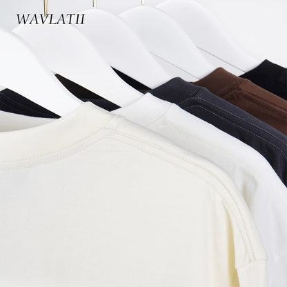 WAVLATII Oversized Summer T-Shirt – Unisex Korean Streetwear Solid Color Casual Tee for Men & Women, Basic Loose Fit Top