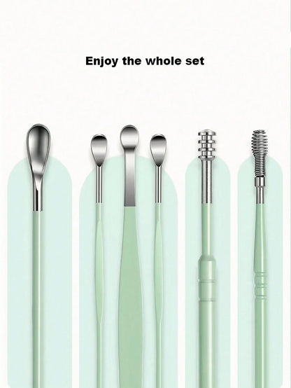 Stainless Steel Ear Cleaning Tool Kit – Ear Pick & Earwax Remover with Storage Bag