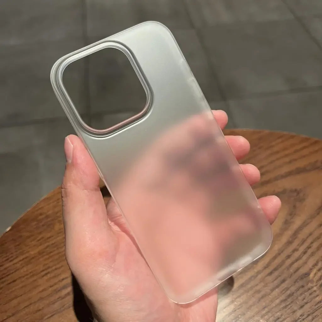 Ultra-Thin Matte iPhone Case - Translucent Clear Hard PC Shockproof Slim Back Cover for iPhone 12–17 Pro Max & Plus Models