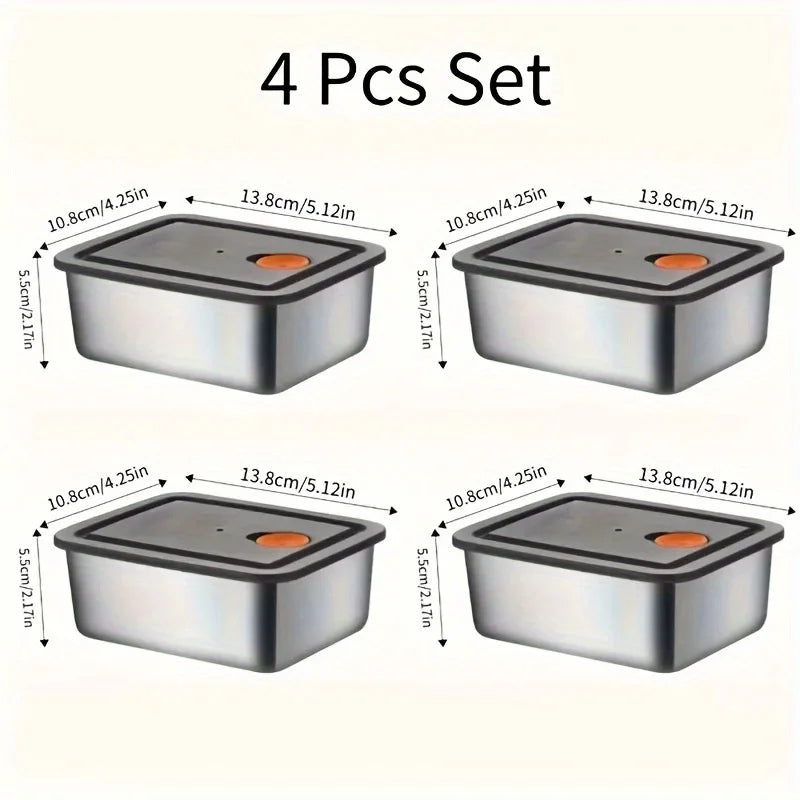 4-Piece Stainless Steel Food Storage Containers - Leakproof Stackable BPA-Free Set for Fridge, Freezer & Pantry