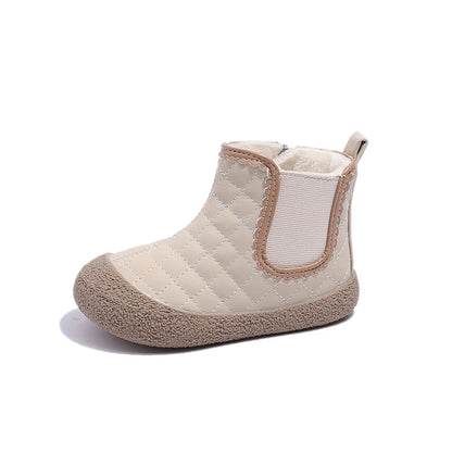 Autumn Winter Baby Girls Boots — Waterproof, Windproof, Non-Slip Plush Ankle Shoes for Kids