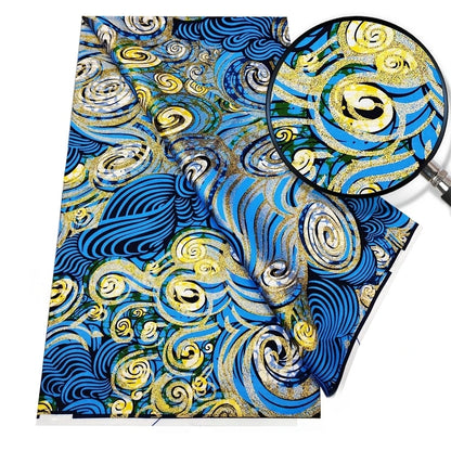 Original African Wax Print Fabric - 6 Yards 100% Cotton Nigerian Ankara Sewing Material for Women’s Dresses