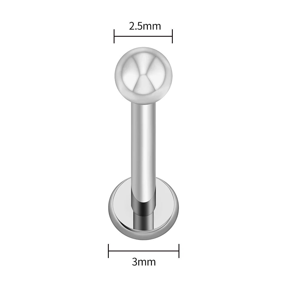 ASTM F136 Titanium Labret Stud Earrings – Threadless Push Pin Nose, Tragus, Cartilage & Helix Piercing Jewelry 16G/18G