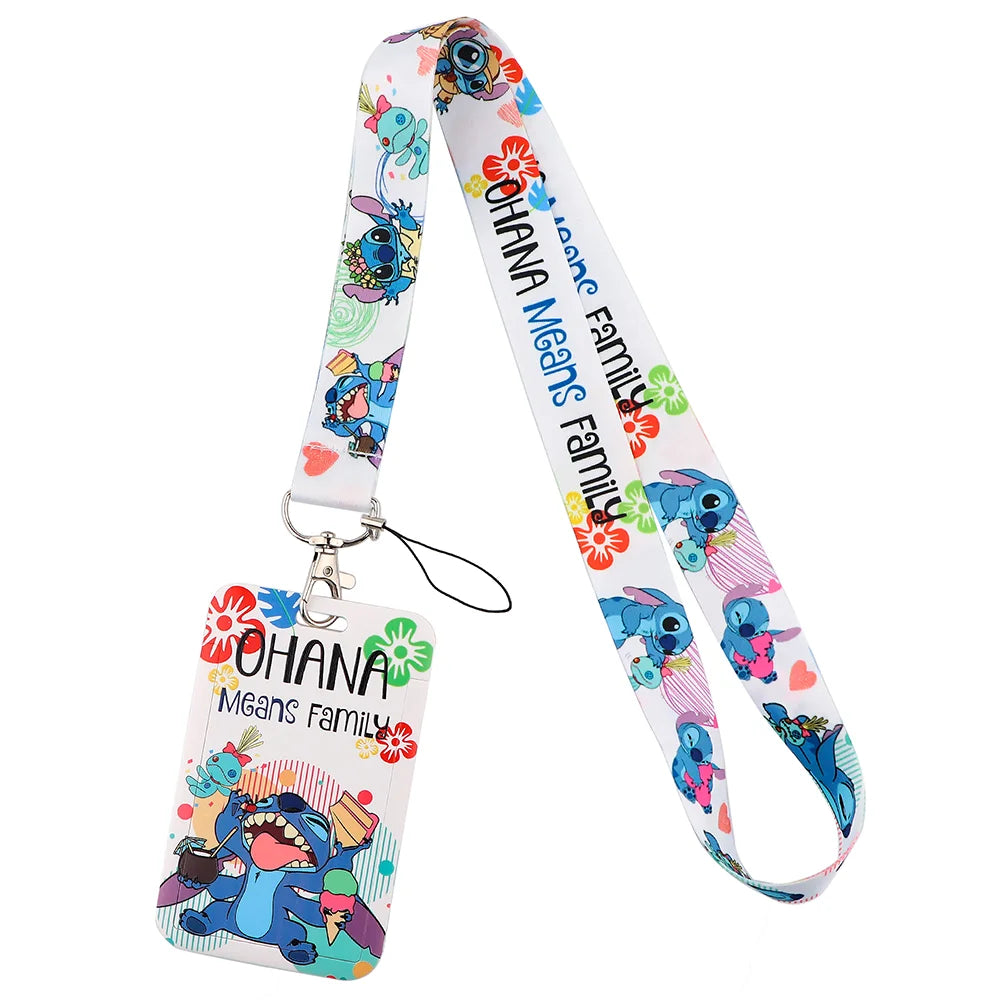 Cartoon Stitch Credential Holder Lanyard – Cute Neck Strap for Keychain, Pass & Credit Card Holder Accessories