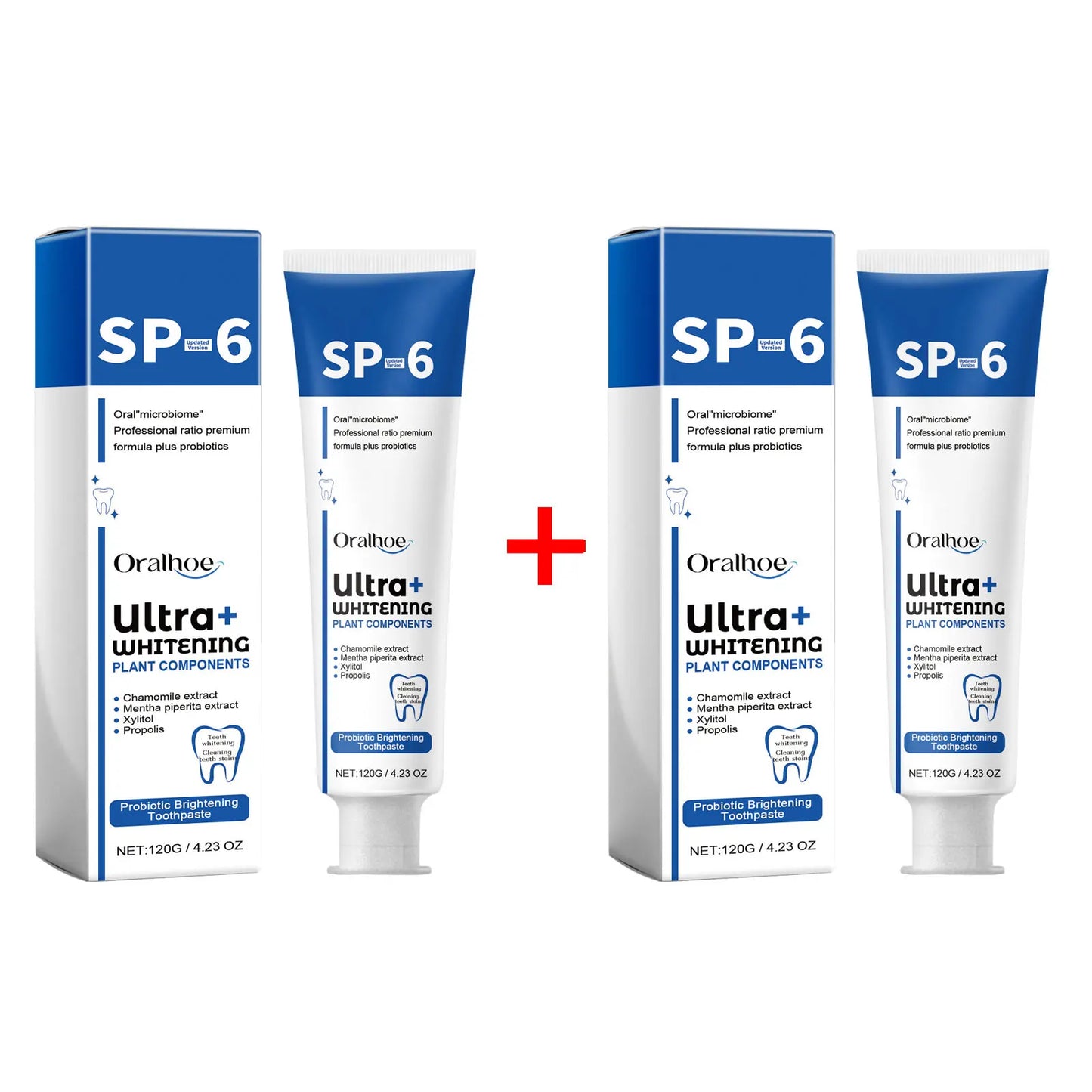 SP6 Probiotic Whitening Toothpaste – Stain Removal, Fresh Breath & Yellow Teeth Reduction for Daily Oral Care