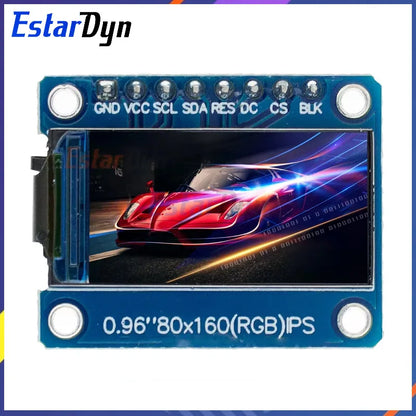 0.96" TFT LCD Display Module - 160x80 Full-Color IPS Screen, ST7735S Driver, 3.3V SPI Interface for Arduino