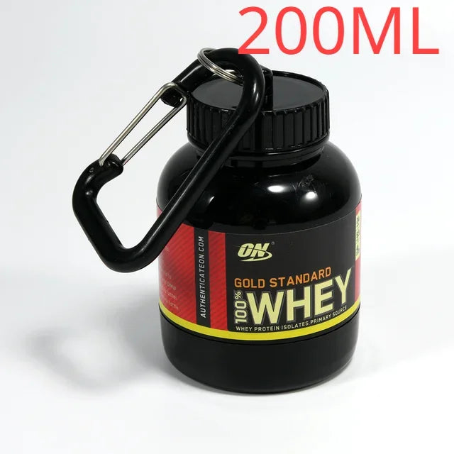 100/200ML Portable Mini Protein Powder Bottle — Keychain Health Container with Funnel for Sports & Outdoors