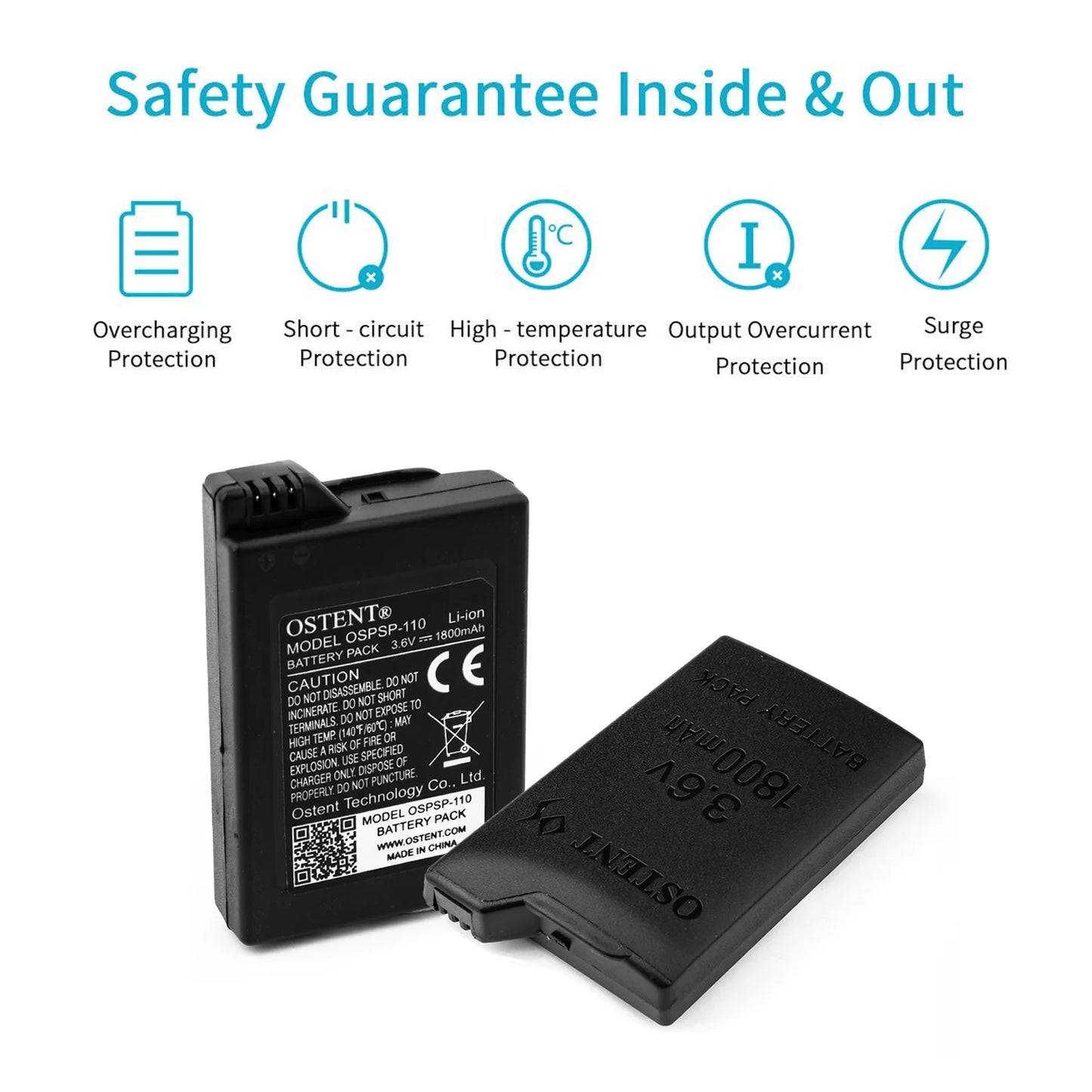 OSTENT 2/5/10pcs 1800mAh–2200mAh 3.6V Rechargeable Battery Pack – Replacement for Sony PSP 1000 PSP-110 Console