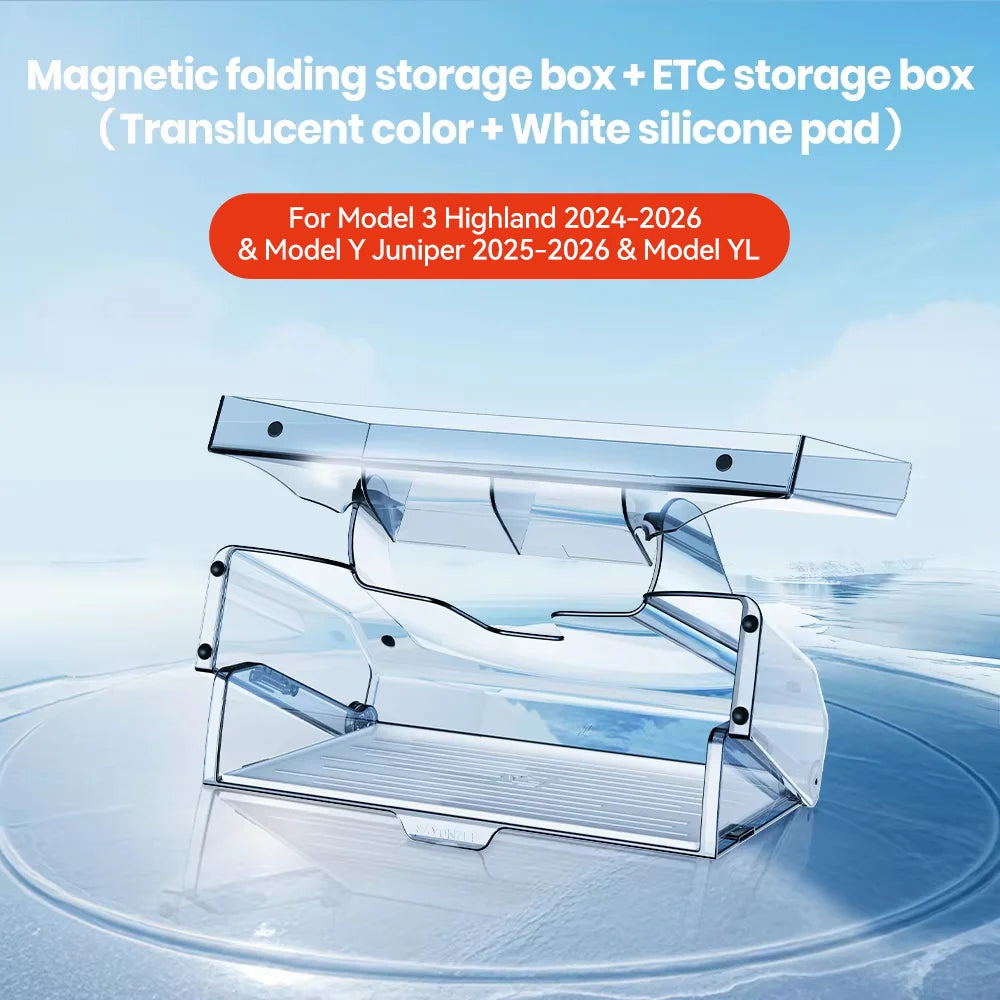 YZ Tesla Model 3/Y Highland Juniper Magnetic Under Screen Storage Box - Hidden Tray Organizer