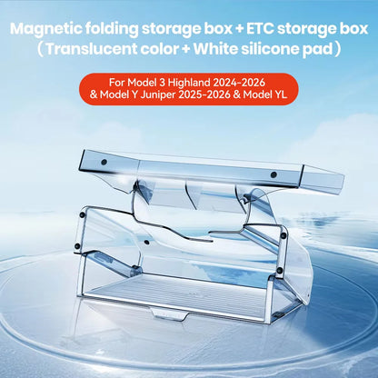 YZ Tesla Model 3/Y Highland Juniper Magnetic Under Screen Storage Box - Hidden Tray Organizer