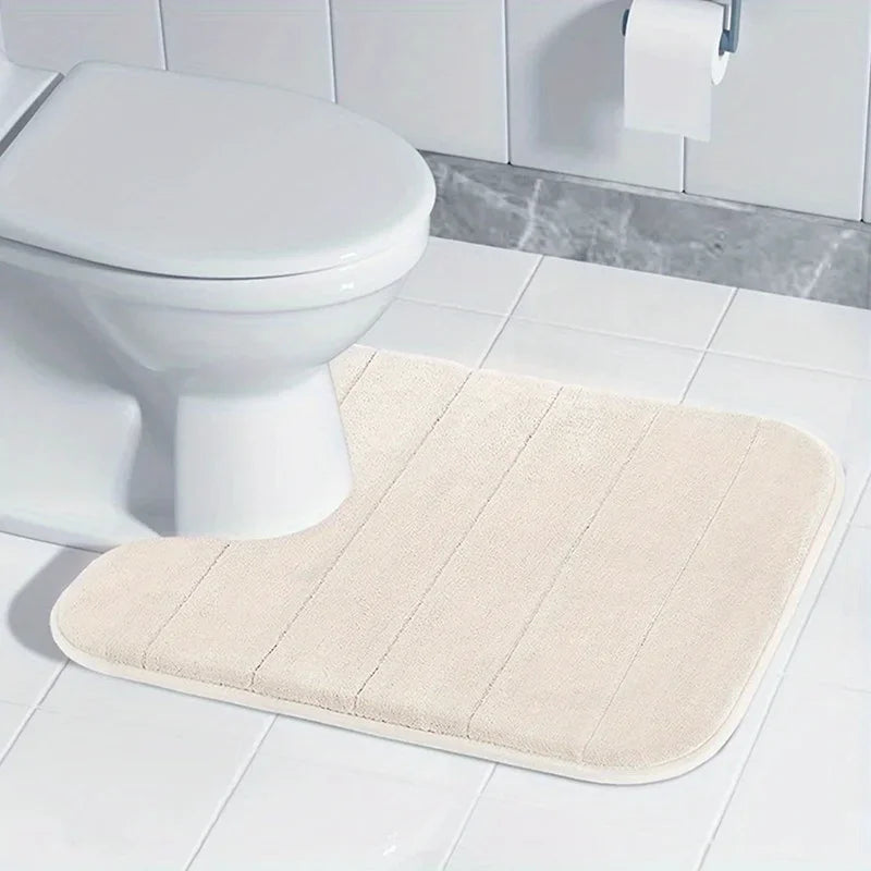 U-Shaped Toilet Mat - Memory Foam Bathroom Carpet, Anti-Skid & Super Absorbent Bath Mat