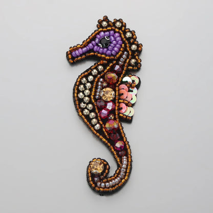 3D Handmade Ocean Animal Patches - Beaded Seahorse Crab Starfish DIY Sewing Accessories & Craft Ornaments