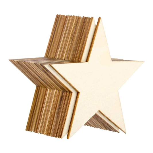 Wooden Star Shape Unfinished Cutouts – DIY Paintable Craft Blanks for Christmas Ornaments, Party & Home Decor