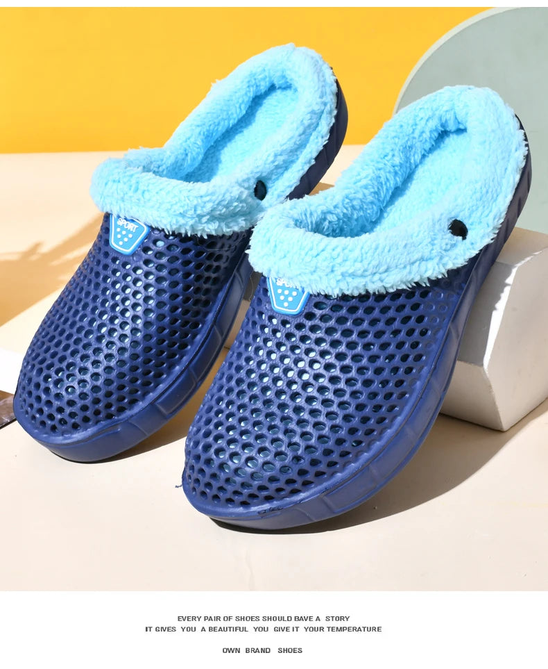 Couple Cotton Slippers – Winter Warm Plush Velvet Thickened Clogs for Men & Women