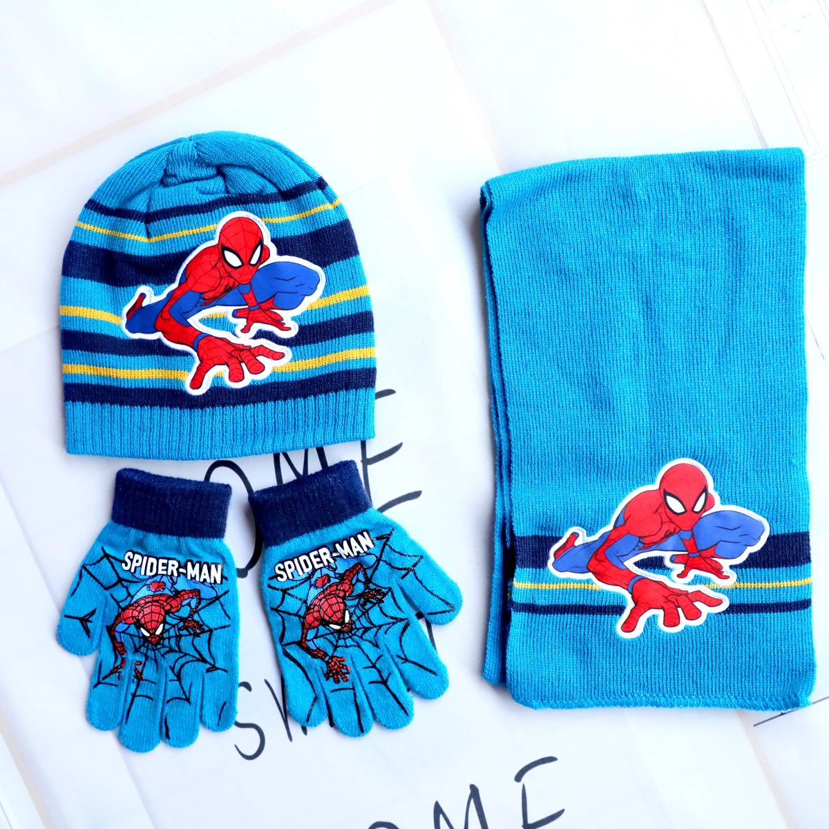 Spider-Man Cosplay Hat & Accessories - Cartoon Knitted Scarf, Warm Gloves & Christmas Cap for Boys and Girls