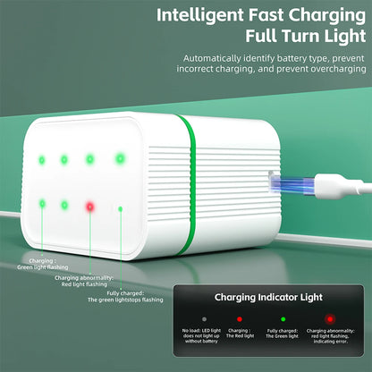 PUJIMAX LED Display 8-Slot Battery Charger – AA/AAA NiMH/NiCd 1.2V Rechargeable Battery Charger with Indicator