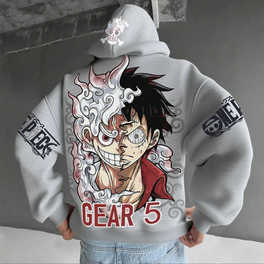 One Piece Luffy Gear 5 Nika Hoodie – Anime Streetwear Pullover Sweatshirt for Men & Women