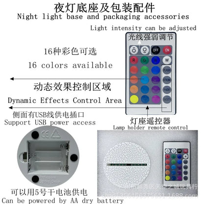 K-Pop Demon Hunters LED Night Light – Zoe, Mira, Rumi, Saja 16-Color Remote Control