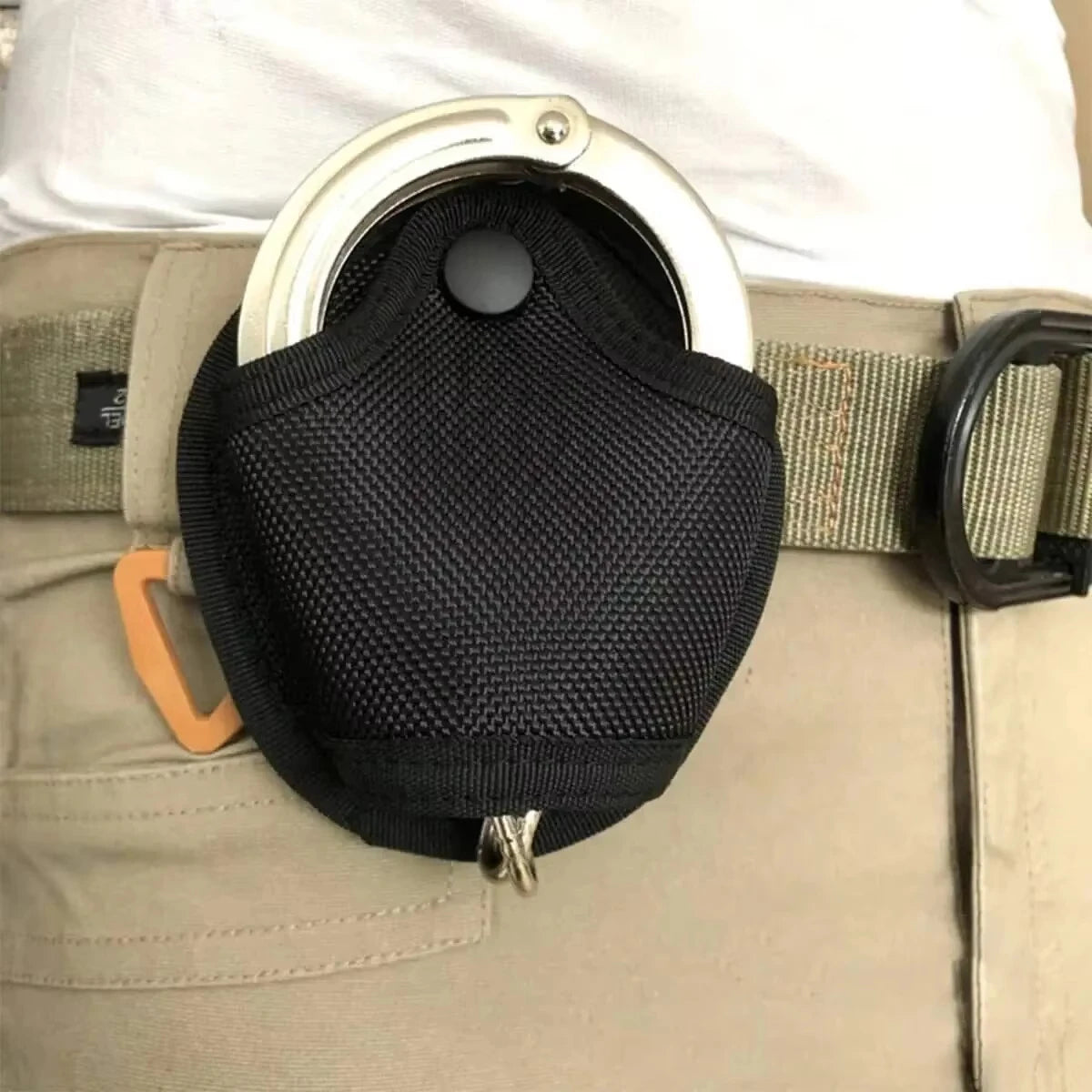 DIZETION Tactical Handcuff Case - Officer Waist Pocket for 2-inch Duty Belt, Open Top Quick Pull Design