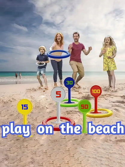 Rainbow Ring Toss Stacking Game – Colorful Outdoor Beach & Backyard Fun Toy, Interactive Holiday Gift for Kids & Family Play
