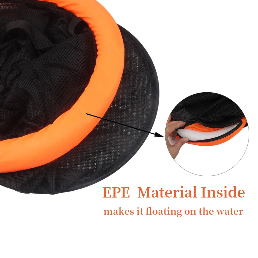 Floating Collapsible Fishing Bait Basket – Durable Mesh Live Fish Keeper Net Cage