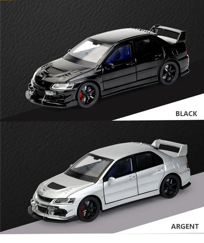 JDM 1:32 Mitsubishi Lancer Evolution IX — Diecast Metal Alloy Racing Car Model with Sound & Light, Right Rudder Gift