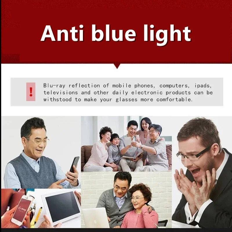 Progressive Multifocal Photochromic Reading Glasses – Anti-Blue Light Half Frame for Men with Presbyopia & Far Sight Protection