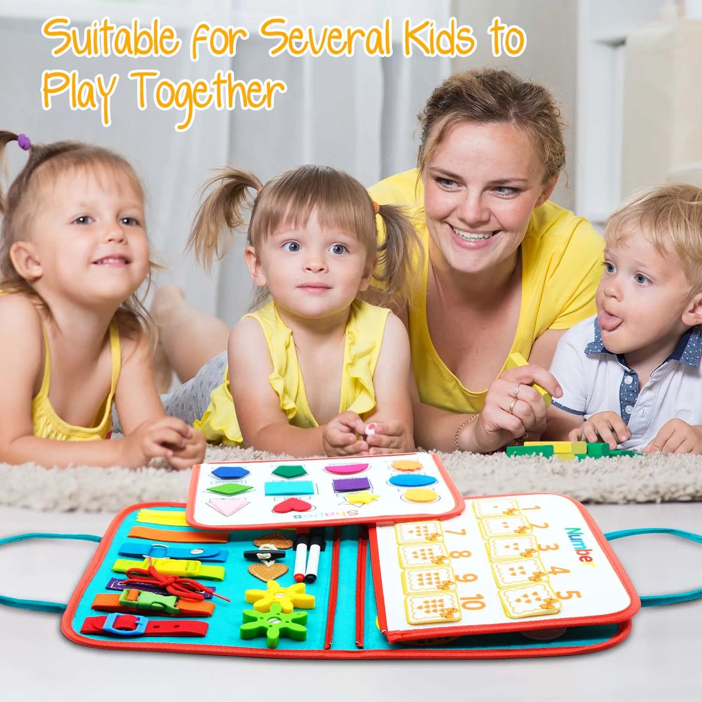 Busy Board Montessori Toy for Toddlers – Sensory & Fine Motor Skills Learning, Preschool Travel Activity for Boys