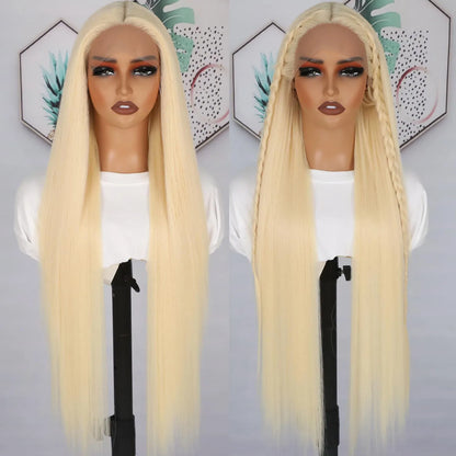 40-42 Inch 613 Blonde HD Lace Front Wig – 13x6 Straight Human Hair, 250% Density Brazilian Wig for Women