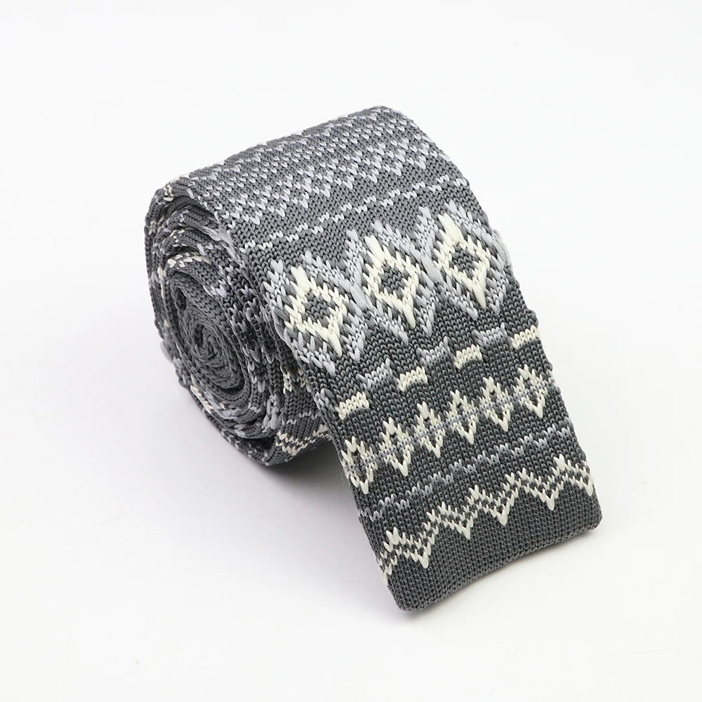 Classic Knit Neck Tie for Men — 6cm Plaid & Dots Casual Business Wedding Tie