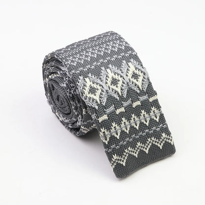 Classic Knit Neck Tie for Men — 6cm Plaid & Dots Casual Business Wedding Tie