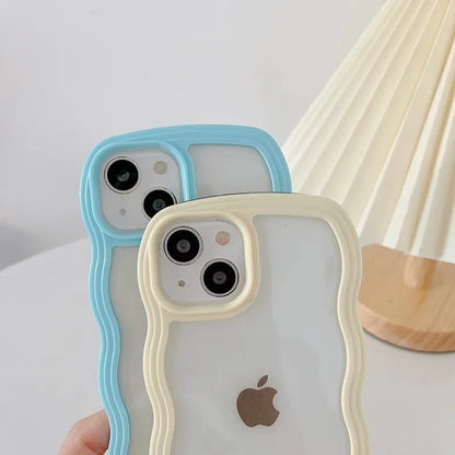 Candy Wavy Lines Bumper Case for iPhone 16/15/14/13/12/11 Pro Max Plus XR XS Max – Shockproof Clear Hard Back Cover