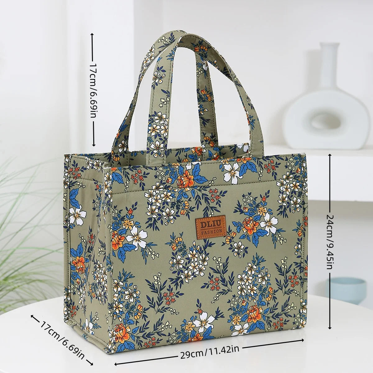 New Nylon Printing Handbag – Thickened Large Capacity Work and Portable Zipper Lunch Box Storage Bento Bag