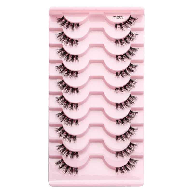 SHIDISHANGPIN 5/10 Pairs Cat Eye False Lashes – 3D Mink Half Lashes, Eyelash Extensions for Natural Makeup, Faux Cils Maquiagem