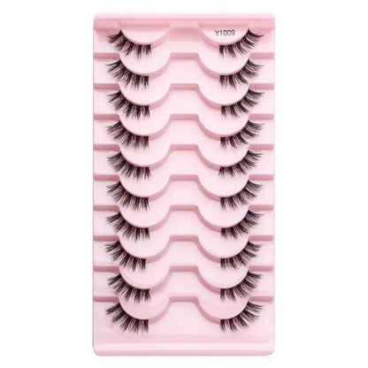 SHIDISHANGPIN 5/10 Pairs Cat Eye False Lashes – 3D Mink Half Lashes, Eyelash Extensions for Natural Makeup, Faux Cils Maquiagem