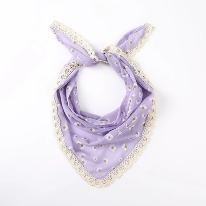 Fabric Printing Triangle Scarf — Flower Turban Bandana Headband for Women Retro Hair Accessories