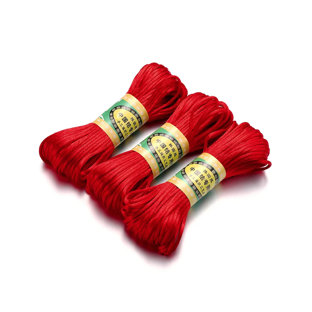 20m/Lot Chinese Knotting Silk Macrame Cord – 1.5mm & 2mm Nylon Black Satin Beading & Shamballa Thread