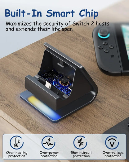 RGB Charger Dock for Nintendo Switch – Portable Charging Stand for 2 Joy-Con Controllers