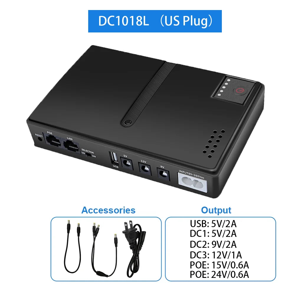4×18650 DC UPS Backup Power Supply - 5V/9V/12V Router & Device Battery Backup