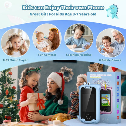 Kids Toy Phone with Dual Camera & MP3 - Touchscreen Learning Toy for 3-12 Year Olds, Birthday Gift Idea