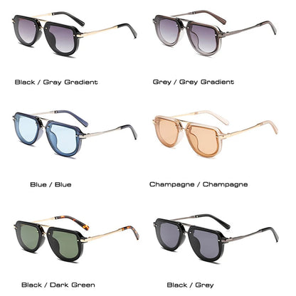 SHAUNA Retro Oval Sunglasses – Luxury Punk UV400 Shades for Women & Men