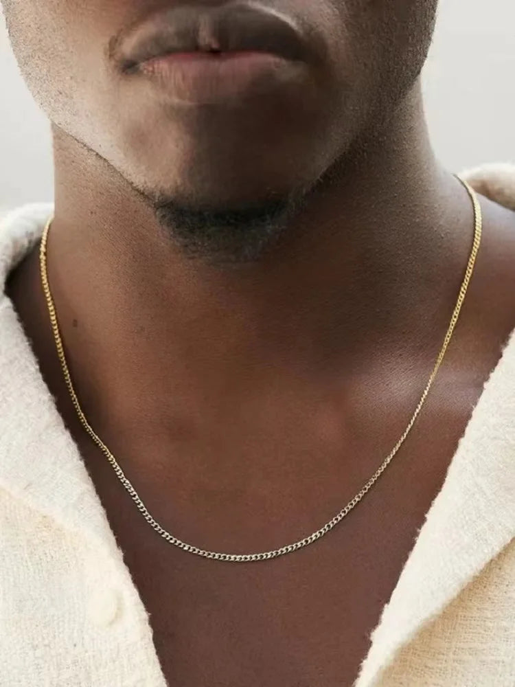 3mm Men’s Cuban Chain Necklace – Simple Stainless Steel Titanium Jewelry Gift